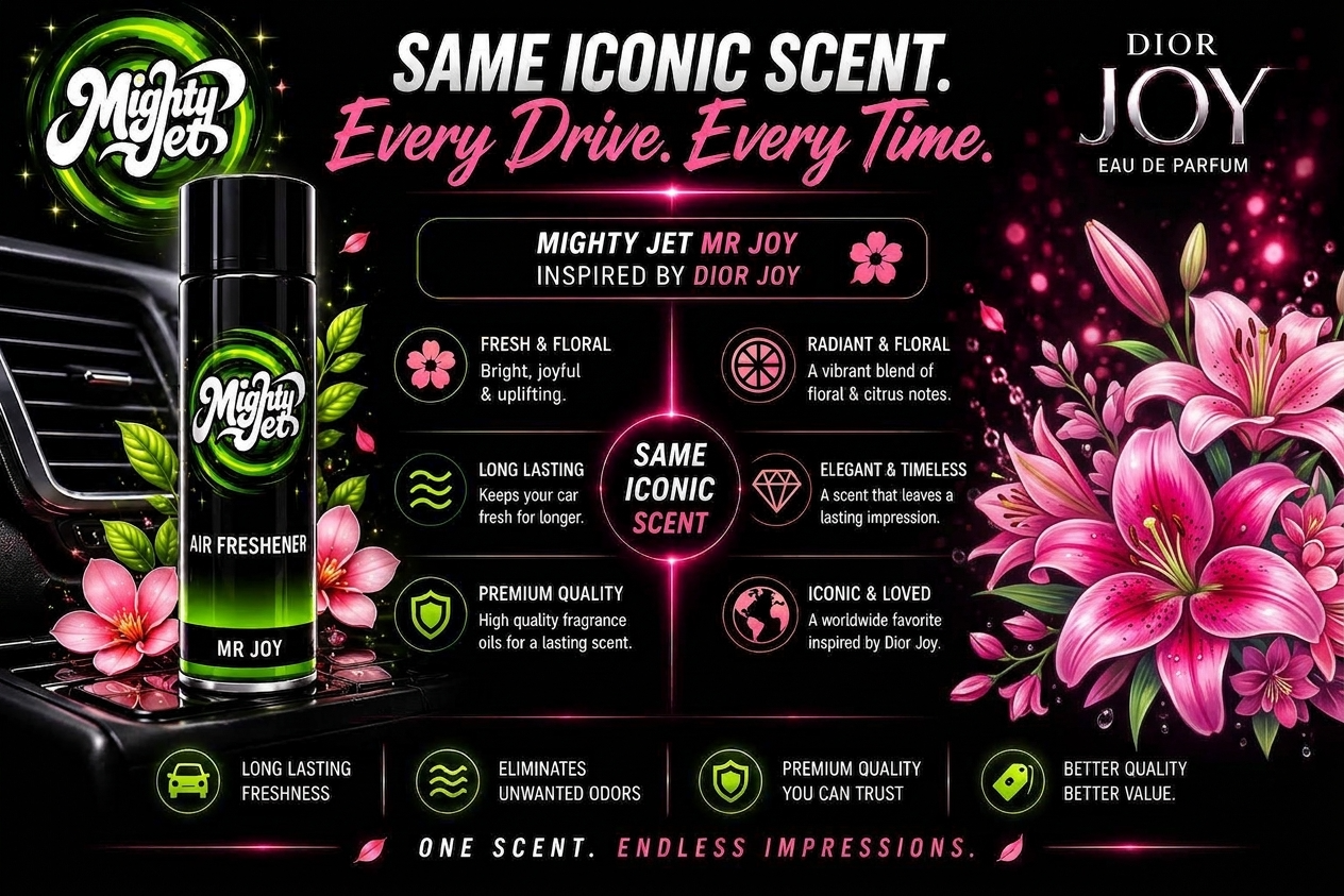Mighty Jet Mr Joy car air freshener campaign artwork