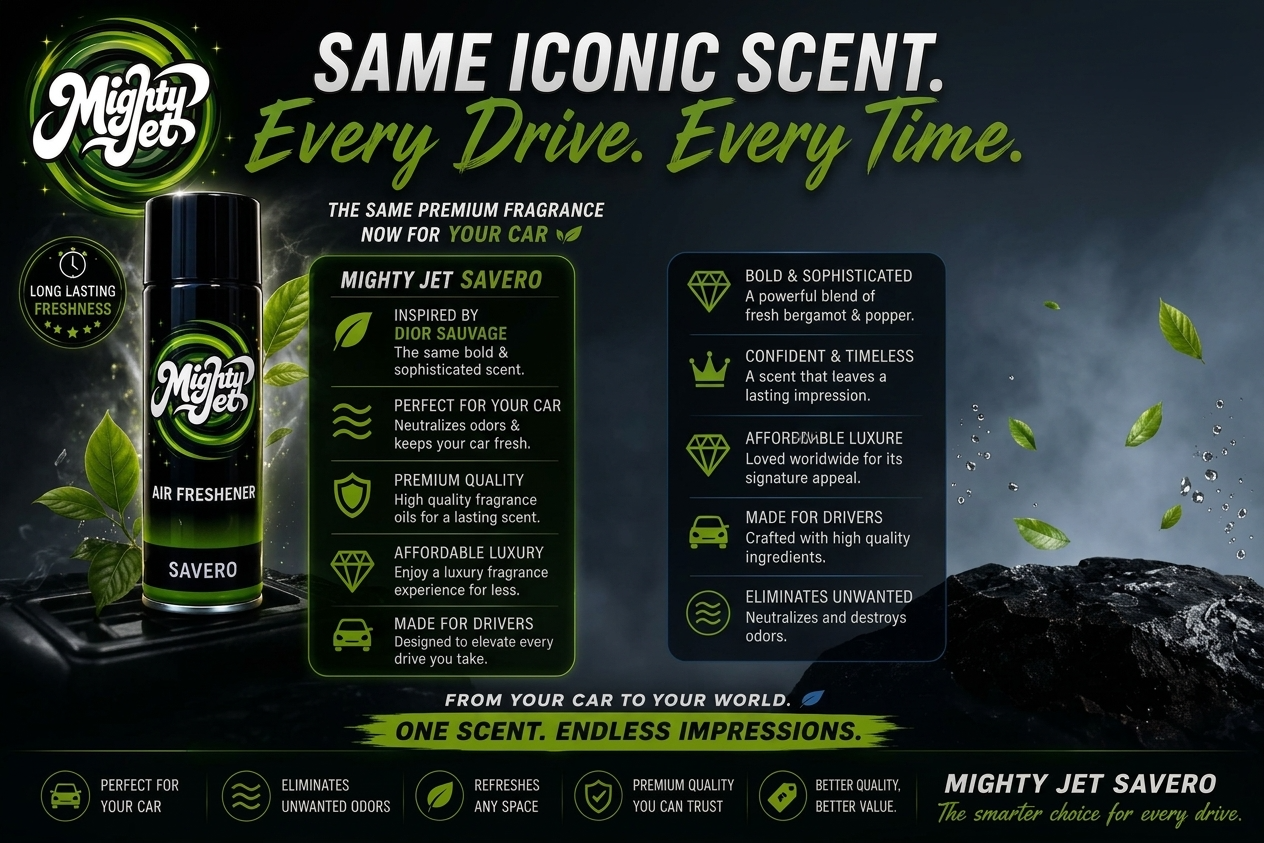Mighty Jet Savero car air freshener campaign artwork